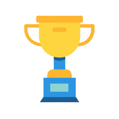 Golden trophy with blue base symbolizing success and victory