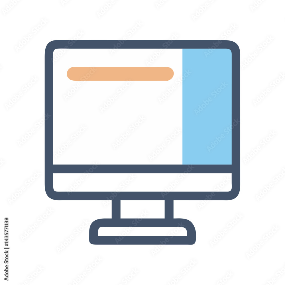 Poster minimalist desktop computer icon showing website page layout