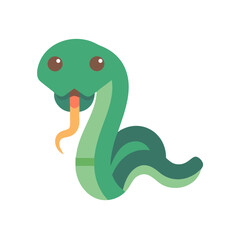 Green cartoon snake with tongue sticking out on black