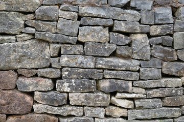 A dry stone wall closeup