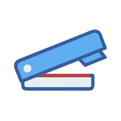 Blue Stapler Illustration on Black Background, Office Supply Icon