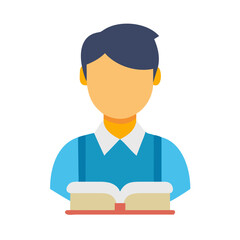 Man reading book in flat design vector illustration
