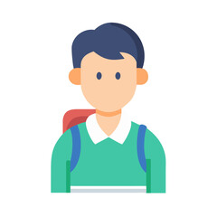 Flat vector illustration of a student with backpack ready tolearn