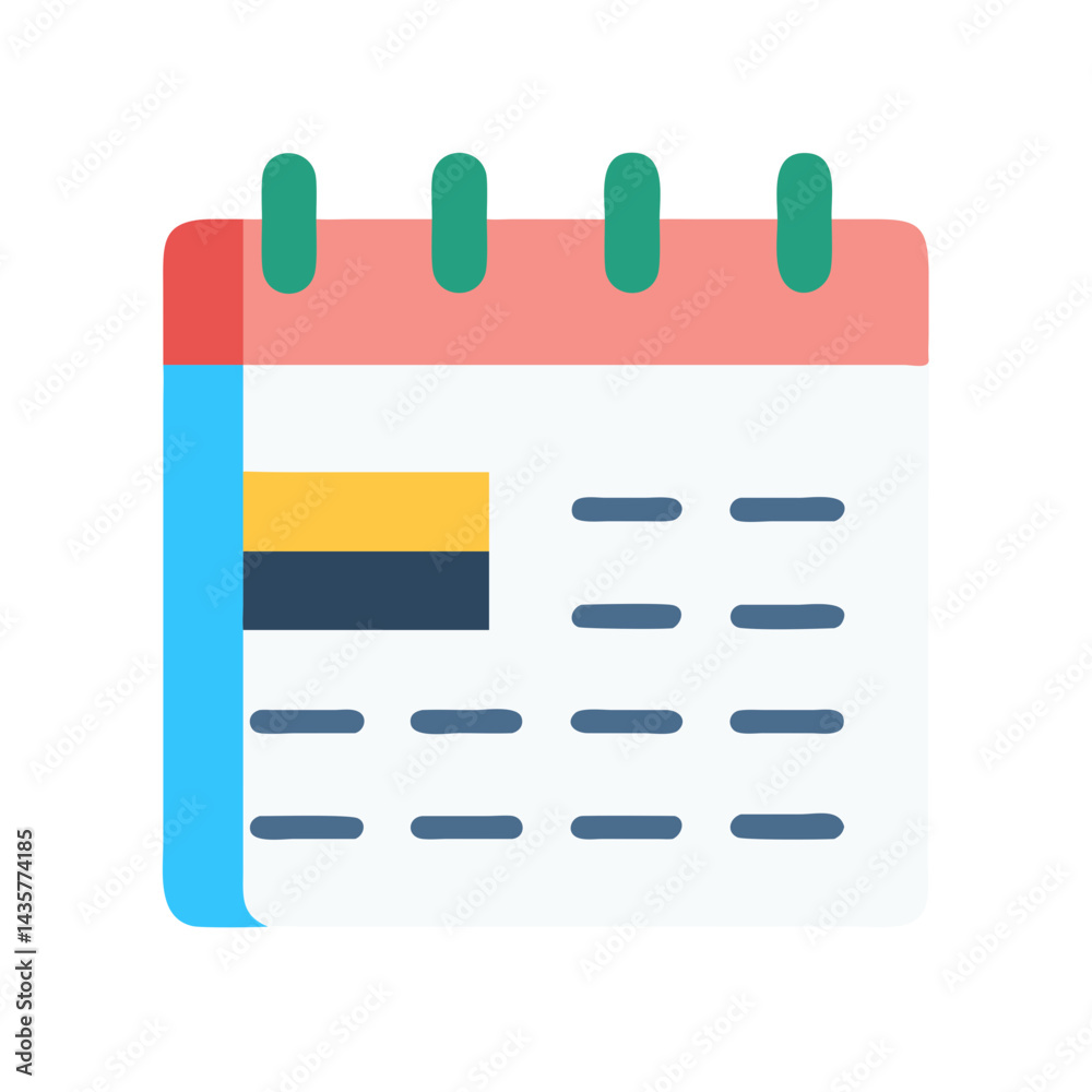 Poster flat calendar icon signifying dates and events schedule