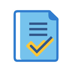 Completed document with checkmark on black background illustration