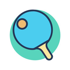 Simple table tennis paddle and ball icon graphic illustration