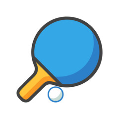 Ping pong paddle and ball with a black background