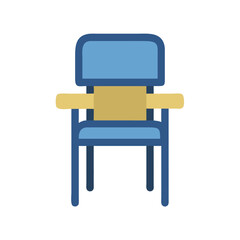 Simple blue and tan chair illustration on a black background