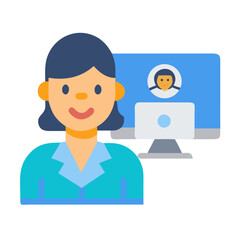 Businesswoman in a video call on her computer screen