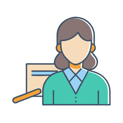 Teacher with pointer and board teaching student lesson