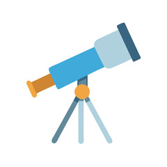 Simple telescope illustration against black background in flat style