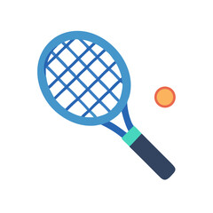 Cartoon tennis racket and ball on black background