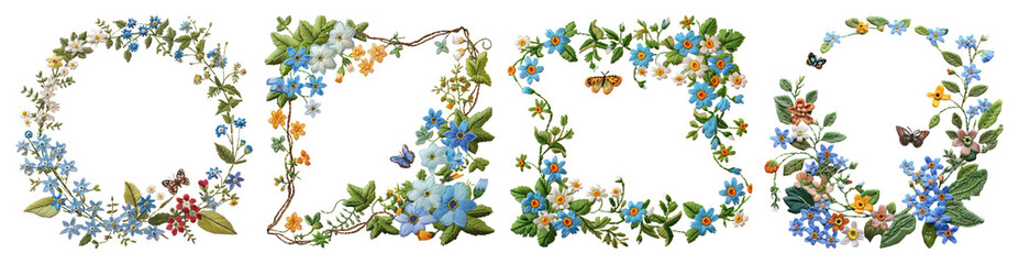 PNG Floral decorative frames nature, element set on transparent background