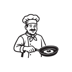 Chef is cooking fried egg