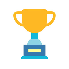 Simple gold and blue trophy icon on black background