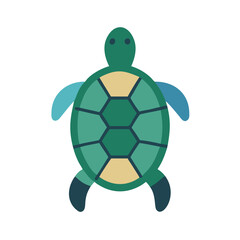 Flat vector illustration of a turtle on black background
