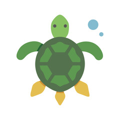 Cute sea turtle swimming underwater with bubbles graphic design