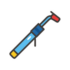 Blue and red welding torch on a black background