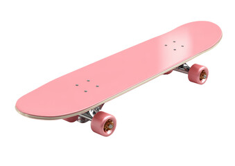 Stylish pink skateboard on a white background.