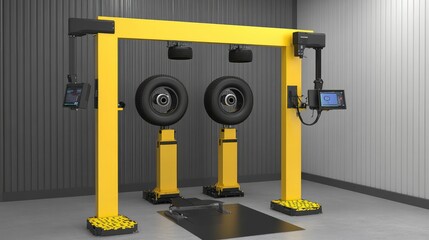 Final tire inspection booth with digital scanners and robotic arms surrounding mounted tire