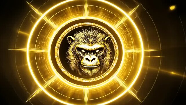 illustration of monkey head on black background