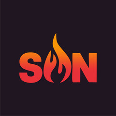Bold SON text with fire flame graphic