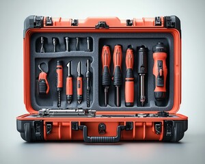 A well-organized toolbox filled with various hand tools and accessories
