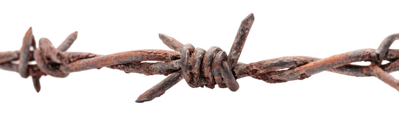Rusty barbed wire symbolizing restriction.