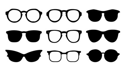 set of sunglass silhouette vector on tranparent background