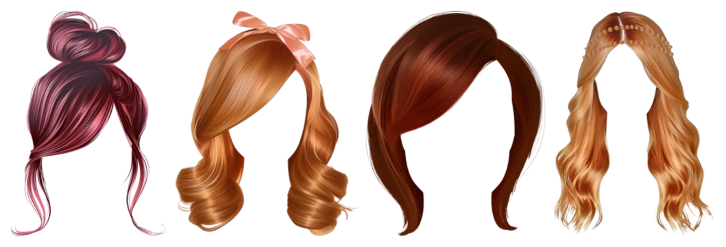 PNG Stylish virtual hairstyles collection, element set on transparent background