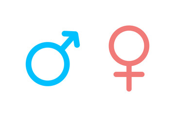 Gender sign sticker. Female and male icon. Flat vector design isolated illustration.