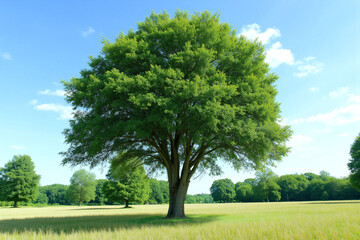 Obraz premium large tree in the middle of a grassy field