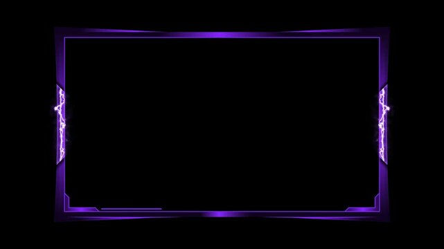 Purple electric webcam for streaming border with transparent background. Animation Border gaming overlay