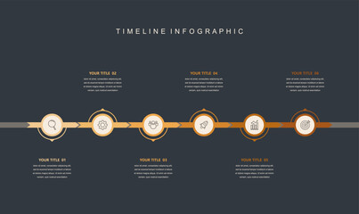 Business road map timeline infographic concept. with icons and 6 options. Corporate milestones graphic elements. marketing data. Modern vector history timeline design presentation