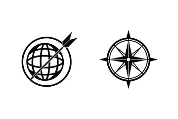 Global Targeting And Navigation Black And White Vector Illustration Concept