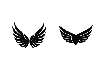 Black Angel Wings Graphic Elements Vector Illustration Isolated On White Background