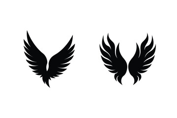 Obraz premium Two Pairs Of Decorative Stylized Wings On A White Background In Black Color