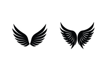 Two Pairs Of Elegant Black Wings Isolated On White Background Vector Illustration