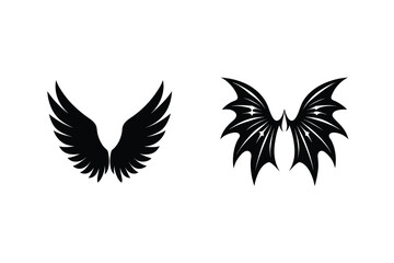 Obraz premium Angel Wings And Devil Wings Vector Illustration For Tattoo Or Logo Concept