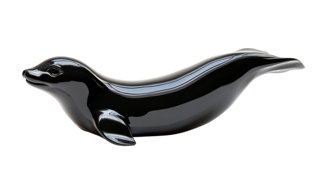 Sleek Seal on White Background - Isolated Wildlife Photography