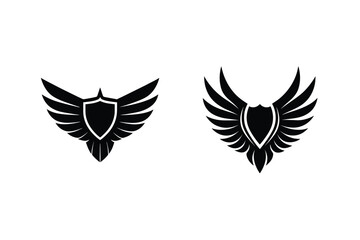 Set Of Elegant Heraldic Eagle Shield Logo Design Graphic Element Vectors