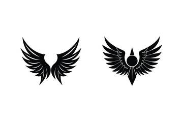 Two Sets Of Black Wings Vector Illustration On A White Background