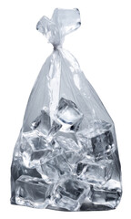 Bag of ice cubes for refreshing drinks.