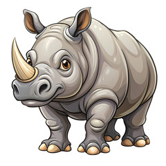 Fototapeta premium Adorable Cartoon Rhino Illustration Free Image Download on transparent background