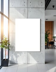 Blank poster mockup in modern interior