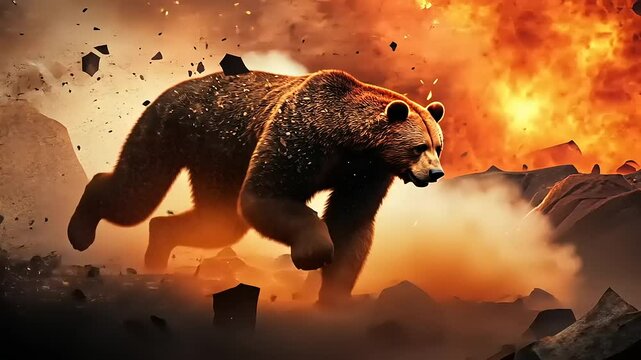 digital illustration of a big red bear