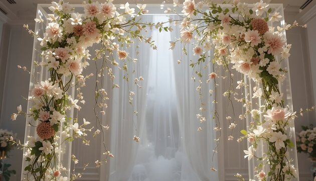 "Delicate floral clusters and vines are suspended from a translucent acrylic frame, which is softly halo-lit to produce a surreal, dreamlike look. The design ought to arouse feelings of contemporary s