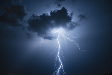 Fototapeta premium lightning bolt in the sky over a field
