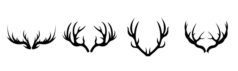 Deer Antlers Silhouette Icon Set Hunting Horns Collection