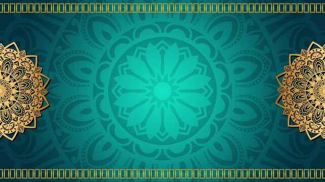 Luxury Blue islamic wedding invitation ornament pattern gold border background banner for ramadan milad un nabi	
